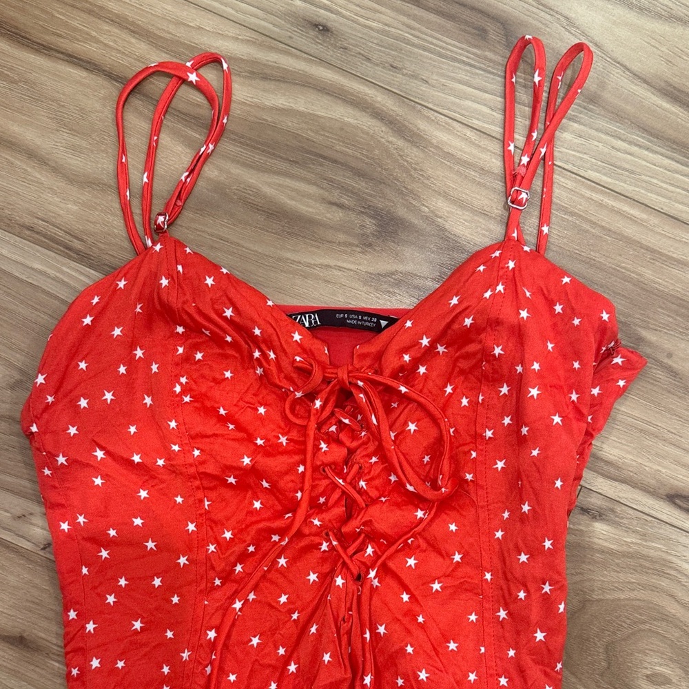 Zara Red Star Print Top